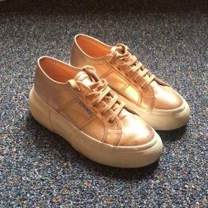 Superga rose gold platform sneakers, size 37